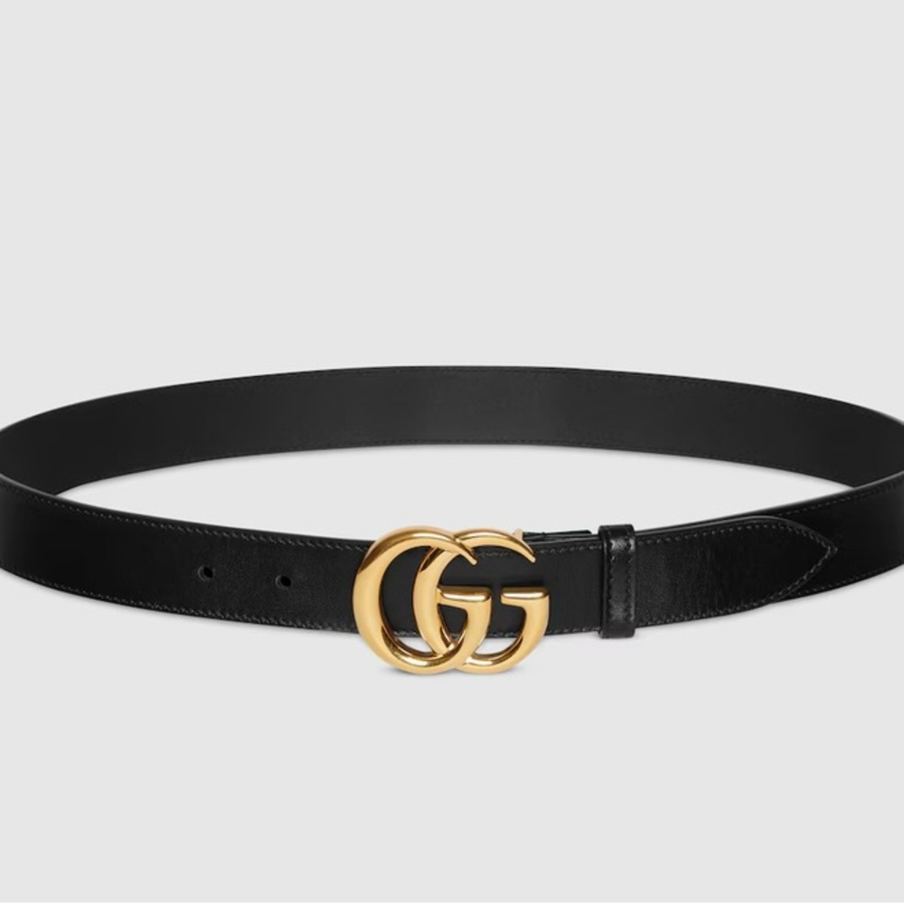Gucci Marmont Black Belt with Gold GG Buckle